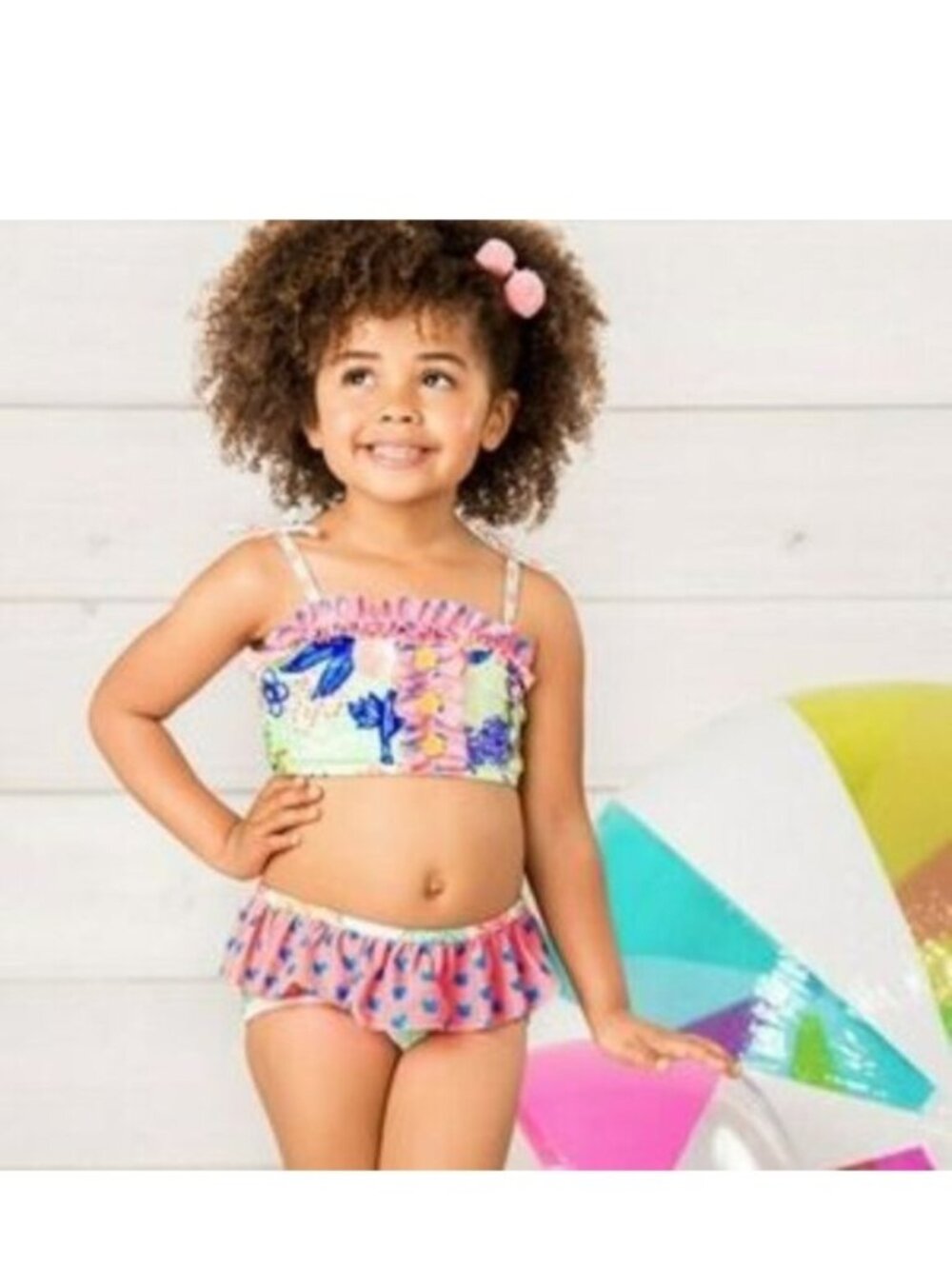 Matilda Jane | Aqua & Pink Floral Cannonball & Seashells Bikini Set | Size 4